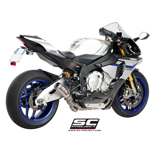 SC-PROJECT D-CAT EXHAUST SYSTEM WITH CR-T SILENCER TITANIUM MESH ON THE EXIT OF SILENCER FOR YAMAHA YZF-R1 PART # Y11-DET36TR
