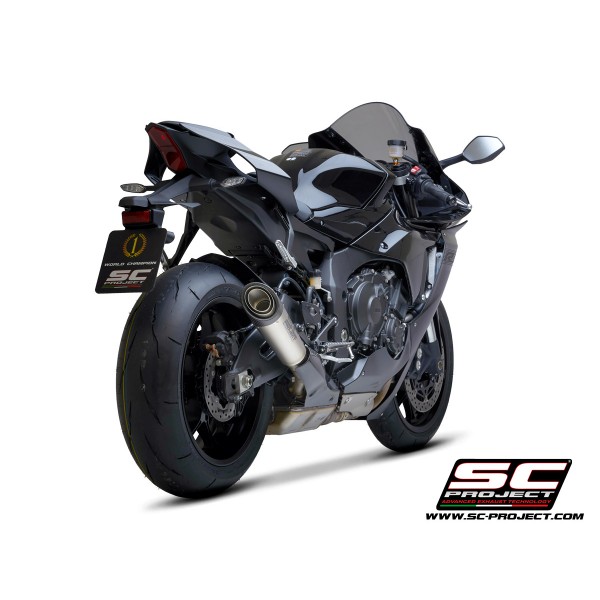 SC-PROJECT S1 MUFFLER TITANIUM WITH CARBON FIBER END CAP FOR YAMAHA YZF-R1 2017-2019 PART # Y11B-T41T