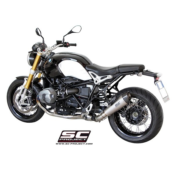 SC-PROJECT CONIC MUFFLER TITANIUM WITH CARBON FIBER END CAP FOR BMW R NINET 2014-2016 PART # B18-34T