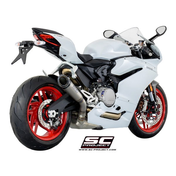 SC-PROJECT S1 MUFFLER TITANIUM WITH CARBON FIBER END CAP FOR DUCATI 959 PANIGALE 2016-2019 PART # D20-T41T