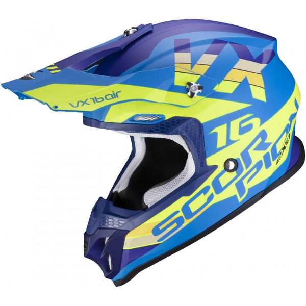 SCORPION EXO VX-16 AIR X-TURN MATT BLUE NEON YELLOW HELMET