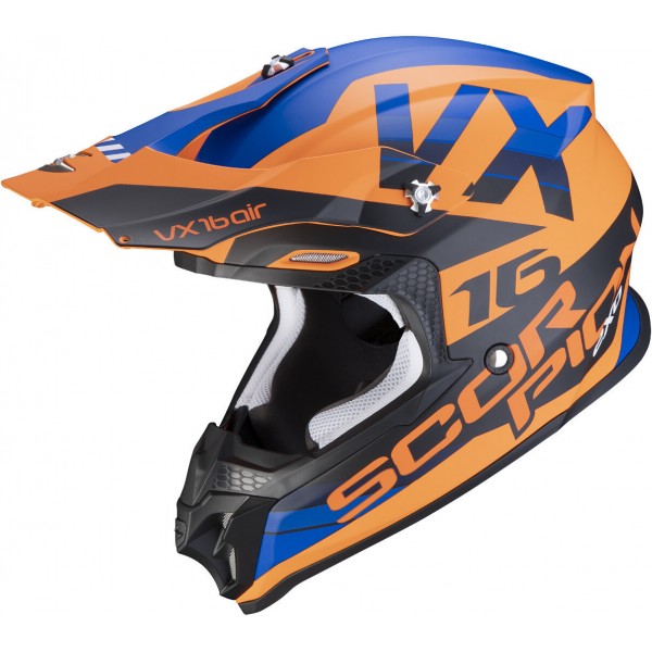 SCORPION EXO VX-16 AIR X-TURN MATT ORANGE BLUE HELMET