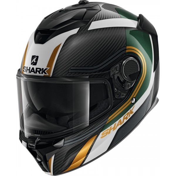 Shark Spartan GT Carbon Tracker Carbon Green Gold Helmet