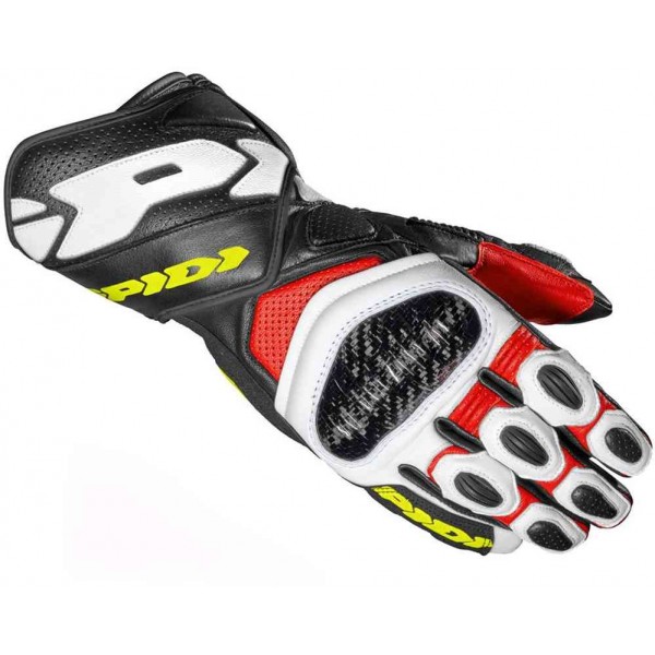 Spidi Carbo 7 Leather Red Yellow Fluo Gloves