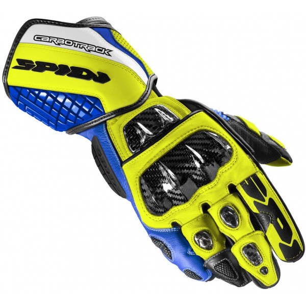 Spidi Carbo Track Evo Leather Blue Yellow Gloves