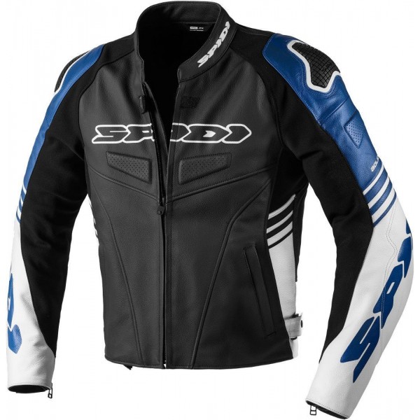 Spidi Track Warrior Leather Black Blue Jacket
