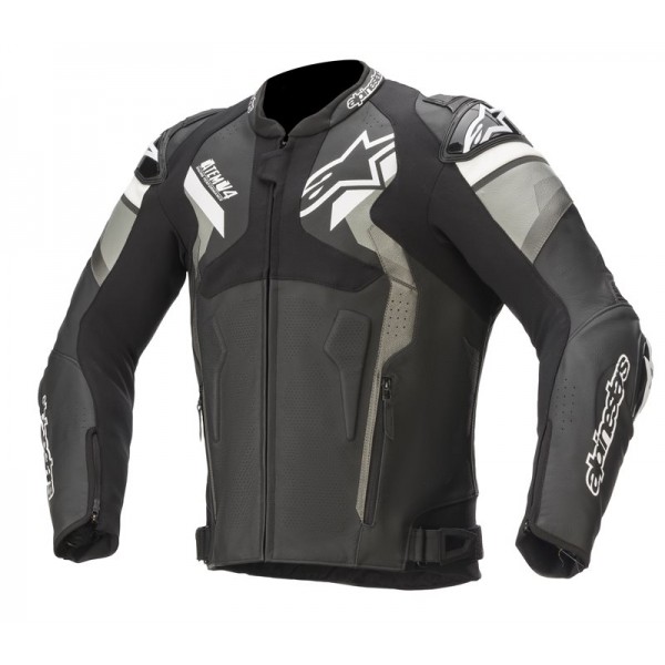 ALPINESTARS ATEM V4 LEATHER BLACK GRAY WHITE JACKET