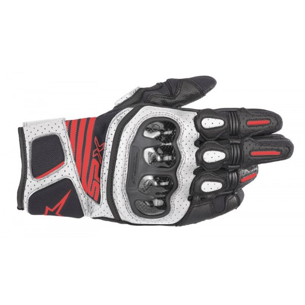 ALPINESTARS SP X AIR CARBON V2 BLACK WHITE RED FLUO GLOVES