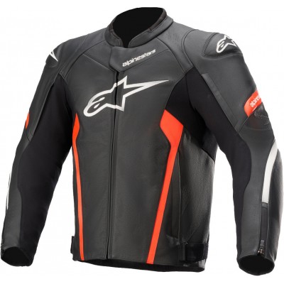 ALPINESTARS FASTER V2 LEATHER BLACK RED FLUO JACKET