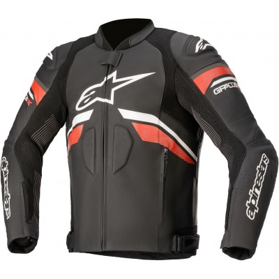 ALPINESTARS GP PLUS R V3 RIDEKNIT LEATHER BLACK WHITE BRIGHT RED JACKET