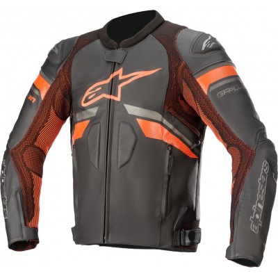 ALPINESTARS GP PLUS R V3 RIDEKNIT LEATHER BLACK RED FLUO JACKET