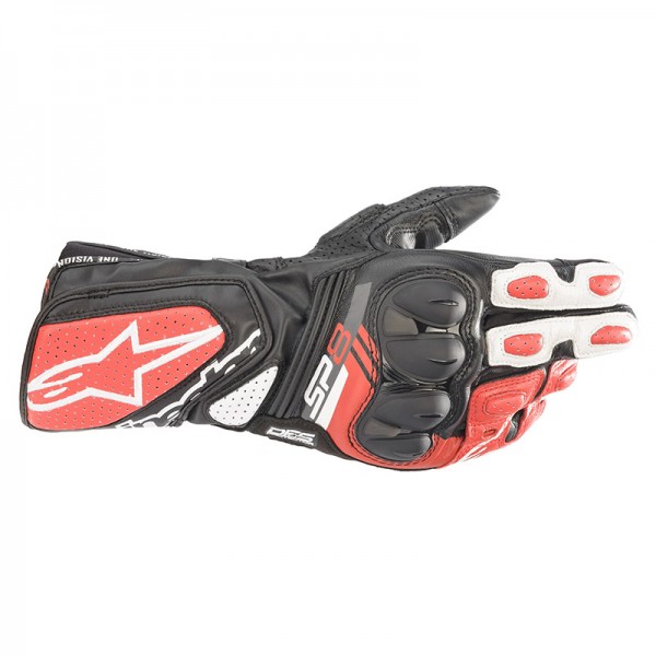 ALPINESTARS SP-8 V3 BLACK WHITE BRIGHT RED GLOVES