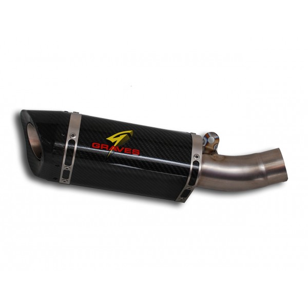 Graves Motorsports Kawasaki Works Slip-On Exhaust Carbon Zx6R / Zx636 2013-2018 Part # EXK-13ZX6-CETC