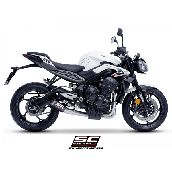 SC-PROJECT CR-T CARBON FULL EXHAUST SYSTEM FOR TRIUMPH STREET TRIPLE 765 RS 2023-2024 PART # T28A-C36CR
