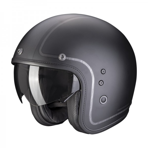 SCORPION BELFAST EVO RETROL BLACK SILVER HELMET