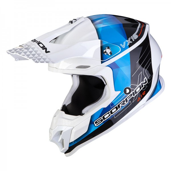 SCORPION EXO VX-16 AIR GEM WHITE BLUE HELMET