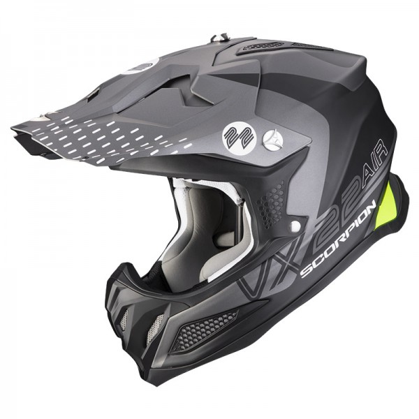 SCORPION EXO VX-22 AIR ARES BLACK MATT SILVER HELMET