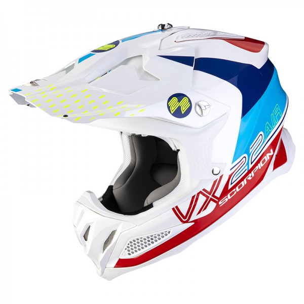 SCORPION EXO VX-22 AIR ARES WHITE BLUE RED HELMET