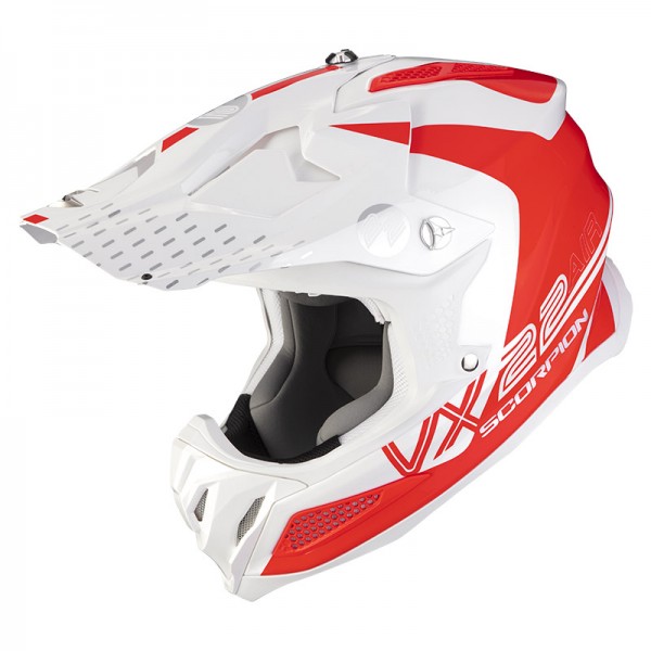 SCORPION EXO VX-22 AIR ARES WHITE NEON RED HELMET