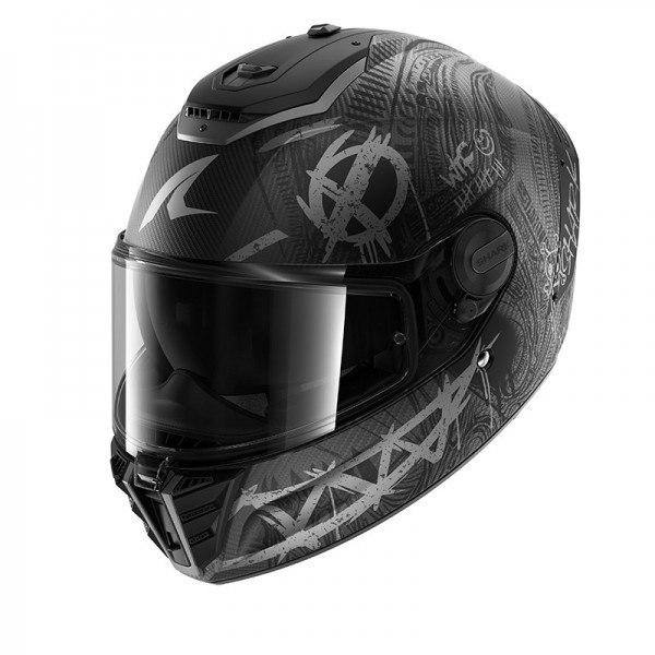 SHARK SPARTAN RS CARBON SHIEVER MAT SILVER HELMET