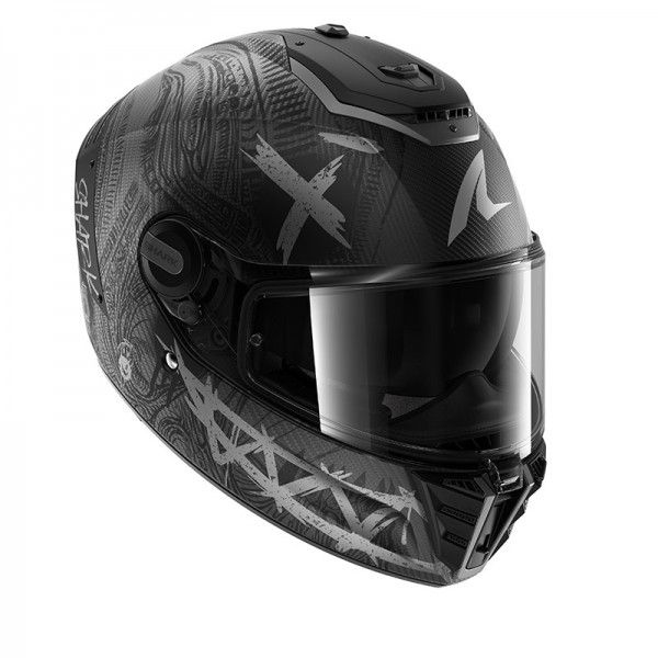 SHARK SPARTAN RS CARBON SHIEVER MAT SILVER HELMET