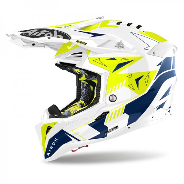 Airoh Aviator 3 Spin Yellow Blue Helmet