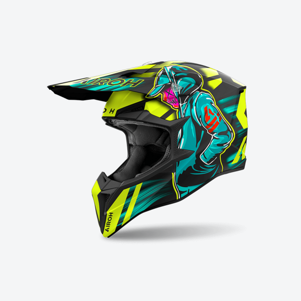 AIROH WRAAAP CYBER YELLOW MATT HELMET