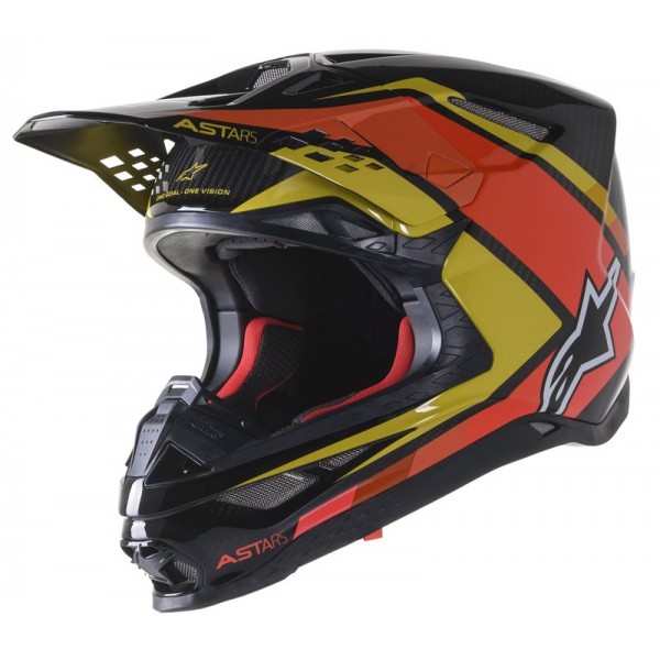 ALPINESTARS SUPERTECH S-M10 CARBON META2 BLACK YELLOW ORANGE GLOSSY HELMET