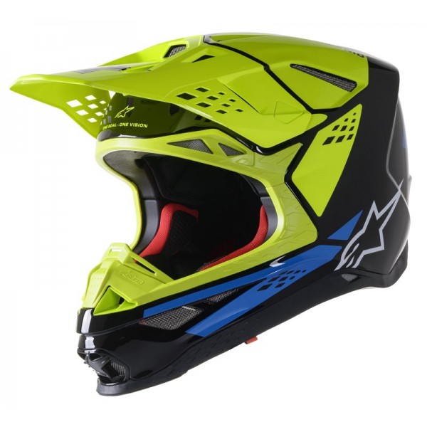 ALPINESTARS SUPERTECH S-M8 FACTORY BLACK YELLOW FLUO BLUE GLOSSY HELMET