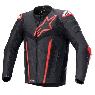 ALPINESTARS FUSION LEATHER BLACK RED FLUO JACKET