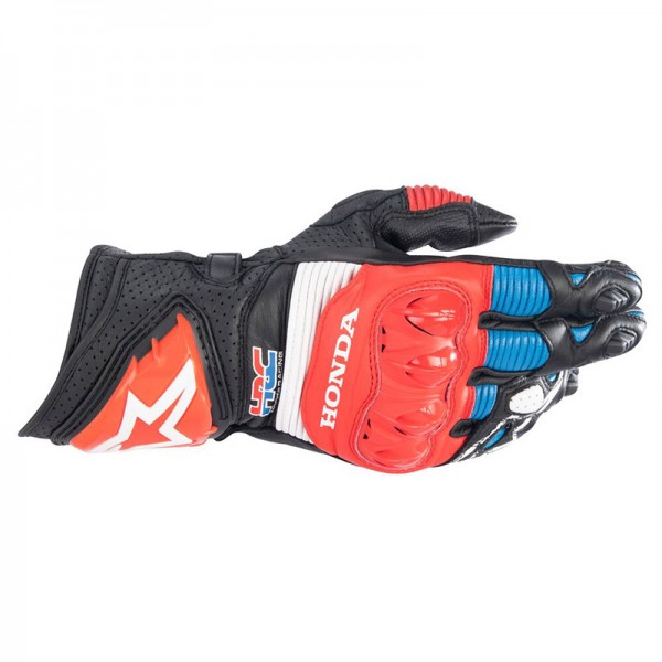 ALPINESTARS HONDA GP PRO R3 BLACK RED BLUE GLOVES 