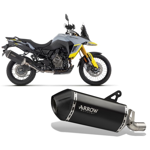 ARROW SONORA TITANIUM BLACK EXHAUST MUFFLER WITH CARBY TAIL PIPE FOR SUZUKI V-STROM 800DE 2023-2025 PART # 72511SKN