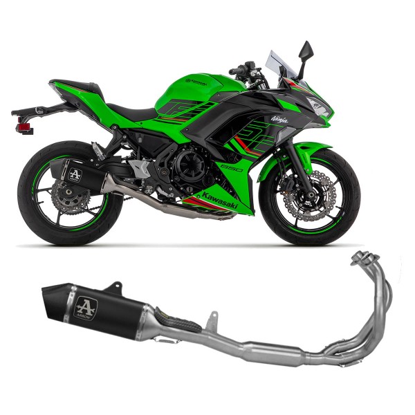 ARROW E5 VELOCE ALUMINUM DARK FULL SYSTEM EXHAUST FOR KAWASAKI NINJA 650 2024 PART # 71506VAN