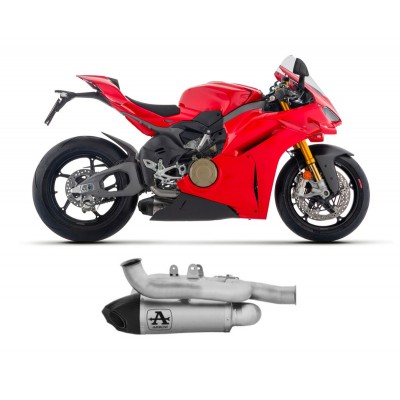 ARROW WORKS TITANIUM CARBON END CAP FULL SYSTEM EXHAUST FOR DUCATI PANIGALE V4 2024-2025PART # 71163PK