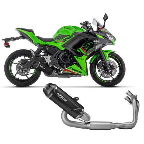 ARROW INDY RACE EVO DARK ALUMINUM CARBON END CAP FULL SYSTEM EXHAUST FOR KAWASAKI NINJA 650 2024 PART # 71965AKN ARROW INDY RACE EVO DARK ALUMINUM CARBON END CAP FULL SYSTEM EXHAUST FOR KAWASAKI NINJA 650 2024 PART # 71965AKN