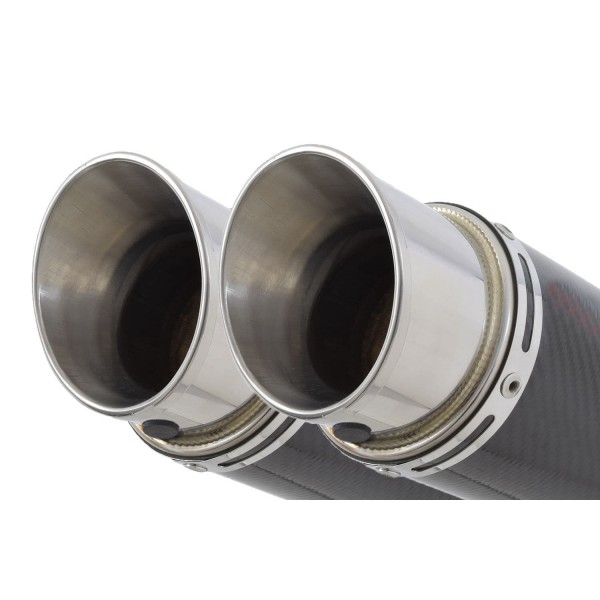 BLACKWIDOW 230MM GP ROUND CARBON SILENCERS EXHAUST SYSTEM FOR ROYAL ENFIELD SHOTGUN 650 2024 PART #230CR