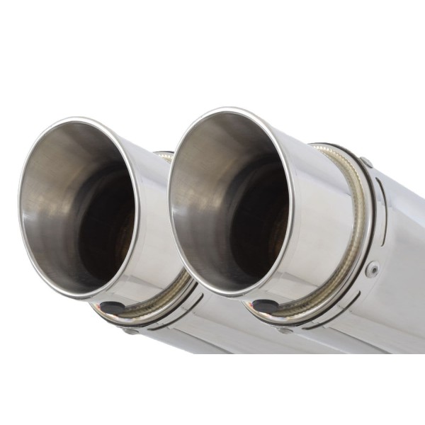 BLACKWIDOW 230MM GP ROUND STAINLESS SILENCERS EXHAUST SYSTEM FOR ROYAL ENFIELD SHOTGUN 650 2024 PART #230SR