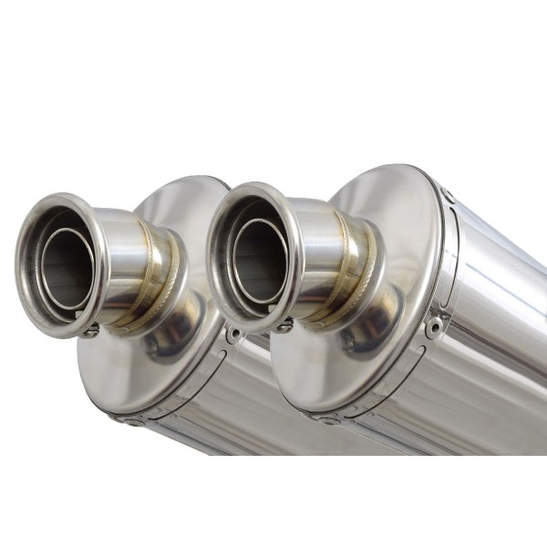 BLACKWIDOW 230MM OVAL STAINLESS SILENCERS EXHAUST SYSTEM FOR ROYAL ENFIELD SHOTGUN 650 2024 PART #230SS