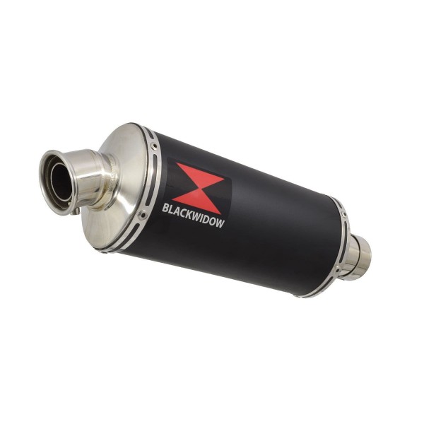 BLACKWIDOW 300MM OVAL BLACK STAINLESS SILENCER EXHAUST SYSTEM FOR KAWASAKI NINJA 1000 SX 2020-2024 PART #300BS/BN30V