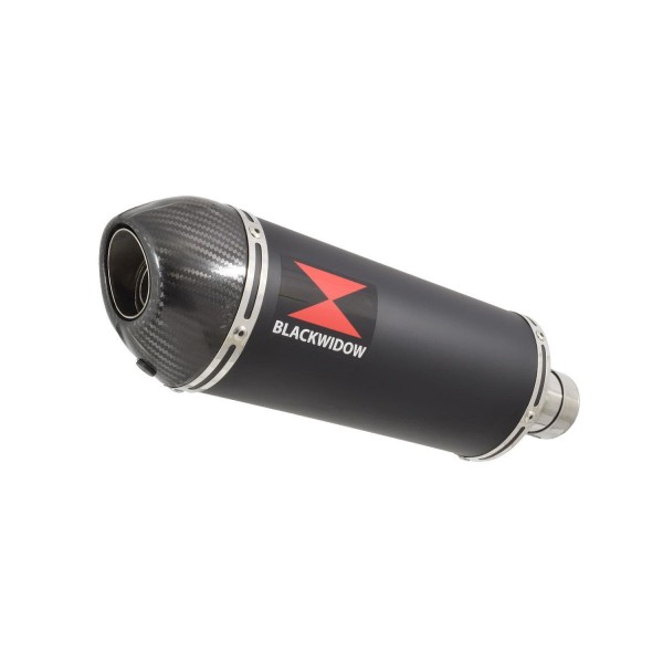 BLACKWIDOW 300MM OVAL BLACK STAINLESS SILENCER CARBON TIP EXHAUST SYSTEM FOR KAWASAKI NINJA 1000 SX 2020-2024 PART #300BT/BC30V