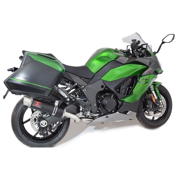 BLACKWIDOW 360MM GP ROUND BLACK STAINLESS SILENCER EXHAUST SYSTEM FOR KAWASAKI NINJA 1000 SX 2020-2024 PART #BG36R