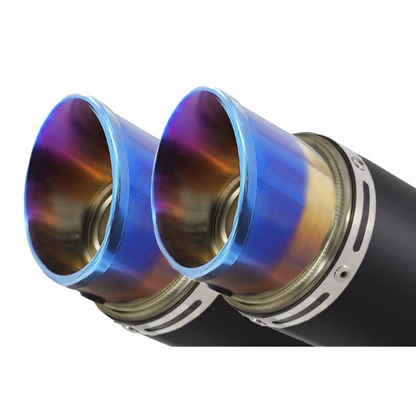 BLACKWIDOW 230MM GP ROUND BLUE TIP BLACK STAINLESS SILENCER EXHAUST SYSTEM FOR KAWASAKI NINJA 1000 SX 2020-2024 PART #BL23R