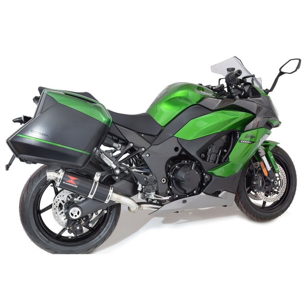 BLACKWIDOW 300MM ROUND BLACK STAINLESS SILENCER EXHAUST SYSTEM FOR KAWASAKI NINJA 1000 SX 2020-2024 PART #BN30R