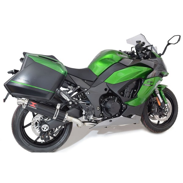 BLACKWIDOW 400MM ROUND BLACK STAINLESS SILENCER EXHAUST SYSTEM FOR KAWASAKI NINJA 1000 SX 2020-2024 PART #BN40R