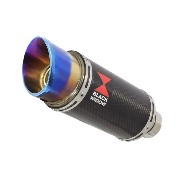 BLACKWIDOW 200MM ROUND BLUE TIP CARBON SILENCER EXHAUST SYSTEM FOR KAWASAKI NINJA 1000 SX 2020-2024 PART #CL20R