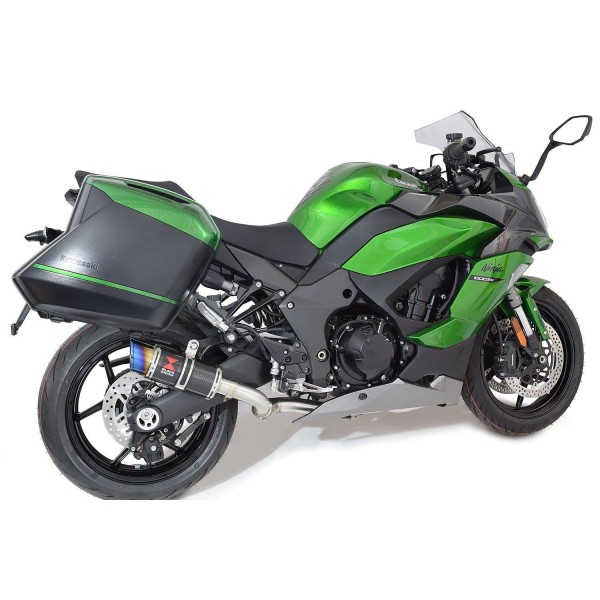 BLACKWIDOW 200MM ROUND BLUE TIP CARBON SILENCER EXHAUST SYSTEM FOR KAWASAKI NINJA 1000 SX 2020-2024 PART #CL20R