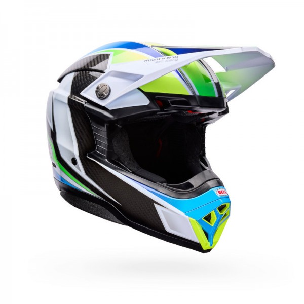 BELL MOTO-10 SPHERICAL GRID WHITE BLUE HELMET