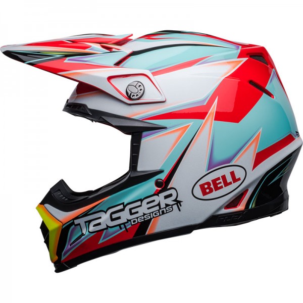 BELL MOTO-9S FLEX TAGGER EDGE WHITE AQUA HELMET