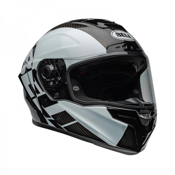 BELL RACE STAR FLEX DLX OFFSET BLACK WHITE GLOSS HELMET