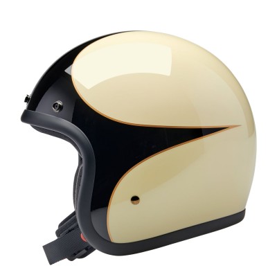 BILTWELL BONANZA SCALLOP GLOSS VINTAGE WHITE BLACK HELMET